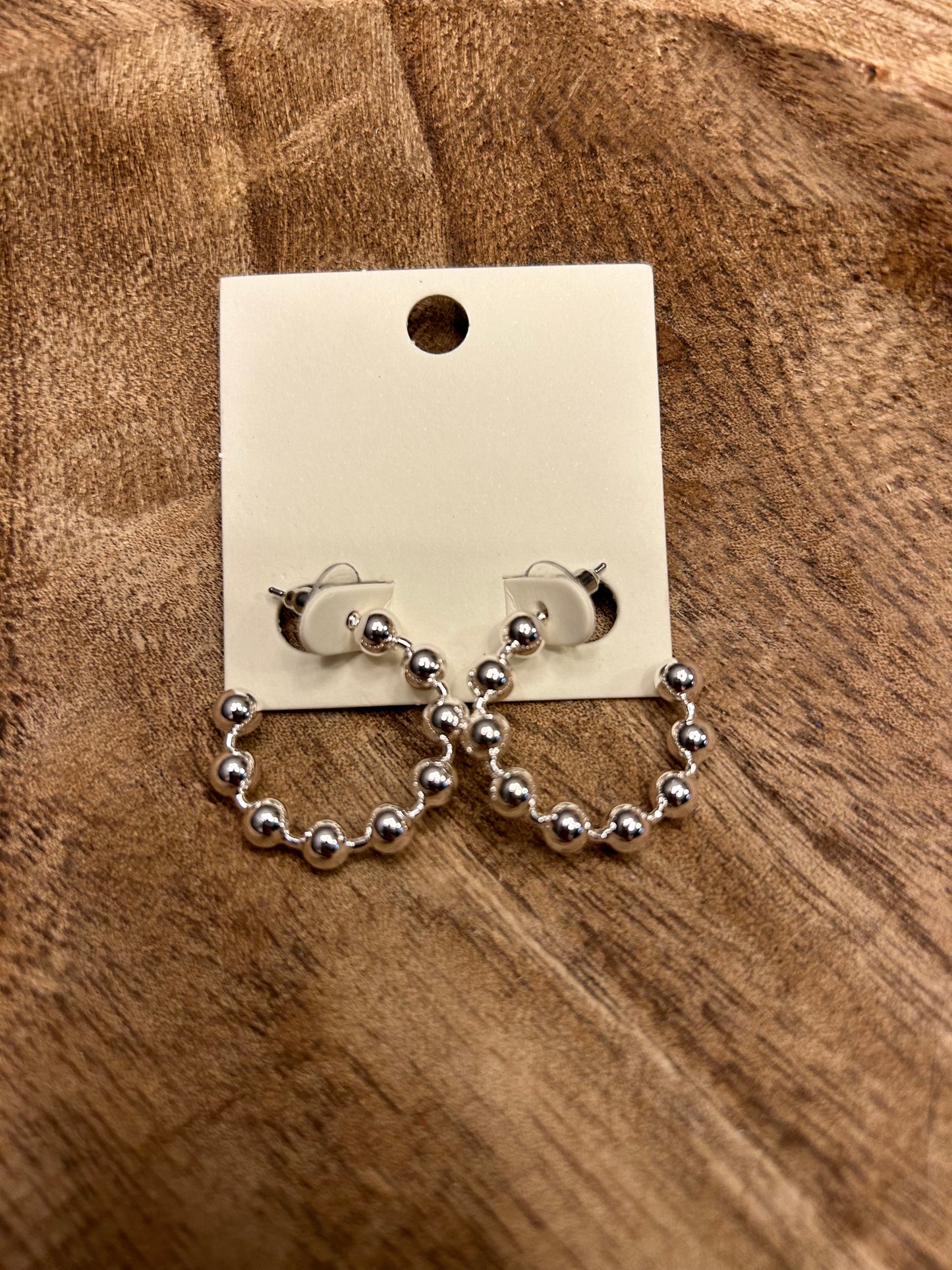 Ball Hoop Earrings Silver